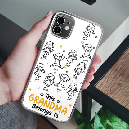 Stick Figures This Grandpa Grandma Belongs To Kids Pet - Personalized Clear Phone Case