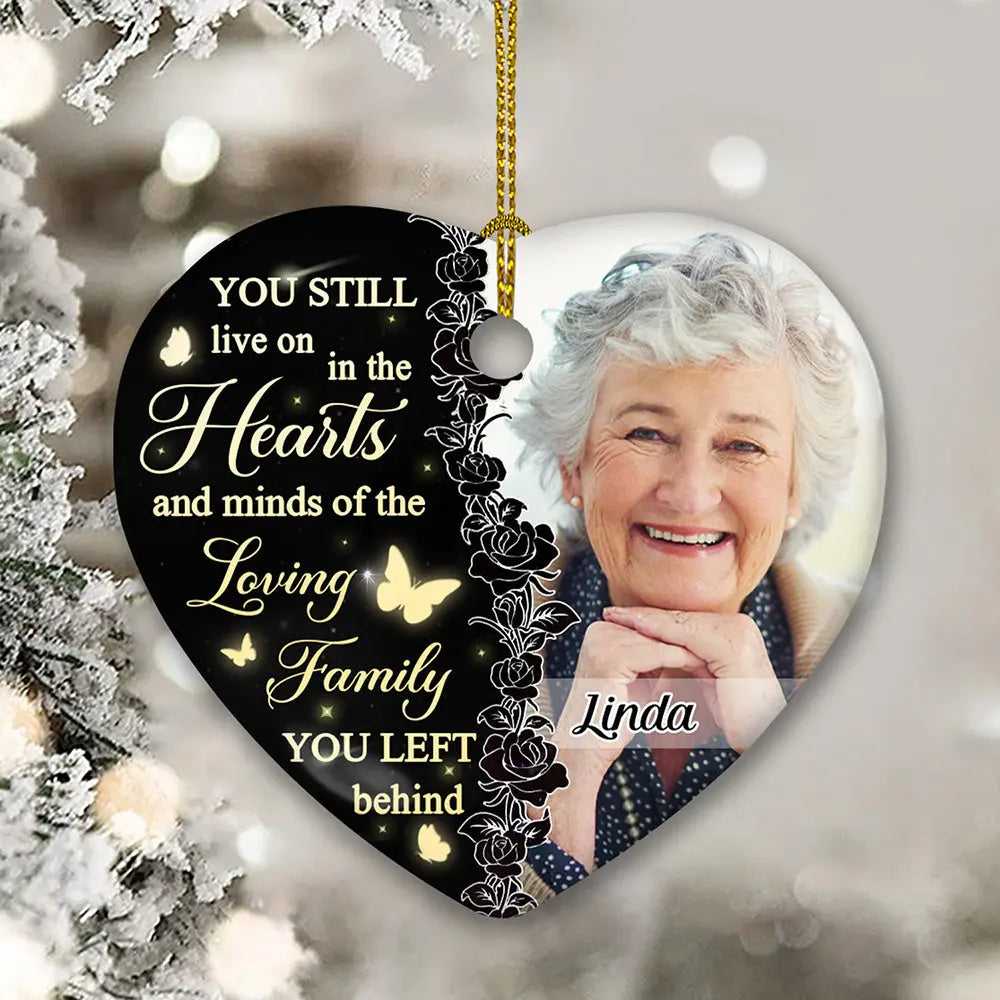 Still In Our Hearts - Personalized Custom Heart Ceramic Christmas Ornament ornament The Next Custom Gift