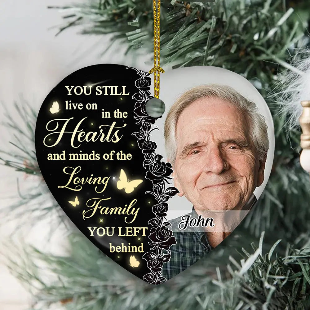 Still In Our Hearts - Personalized Custom Heart Ceramic Christmas Ornament ornament The Next Custom Gift