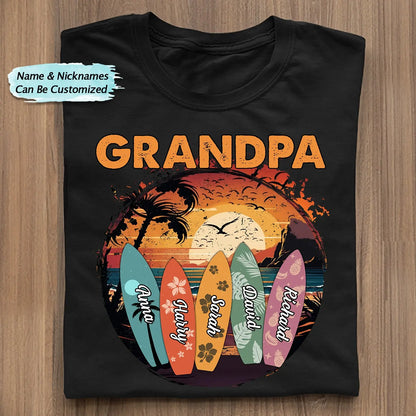 Summer Grandpa With Surfboards - Personalized T Shirt Shirts & Tops The Next Custom Gift