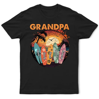 Summer Grandpa With Surfboards - Personalized T Shirt Shirts & Tops The Next Custom Gift