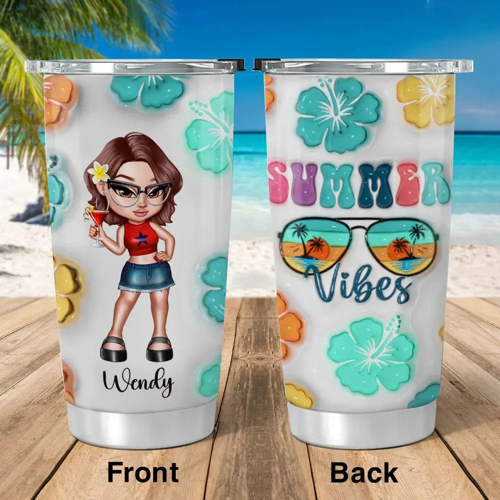 Summer Vibe Y2K Girl Retro Style Personalized Tumbler Tumbler The Next Custom Gift