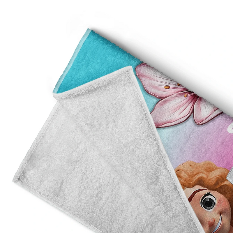 Summer Birth Flower Gradient Aura Colorful Angel Glow - Personalized Beach Towel