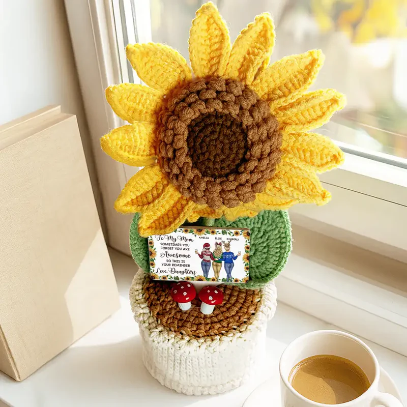 Sunflower Sometimes You Forget You Are Awesome - Personalized Crochet Plant Pot