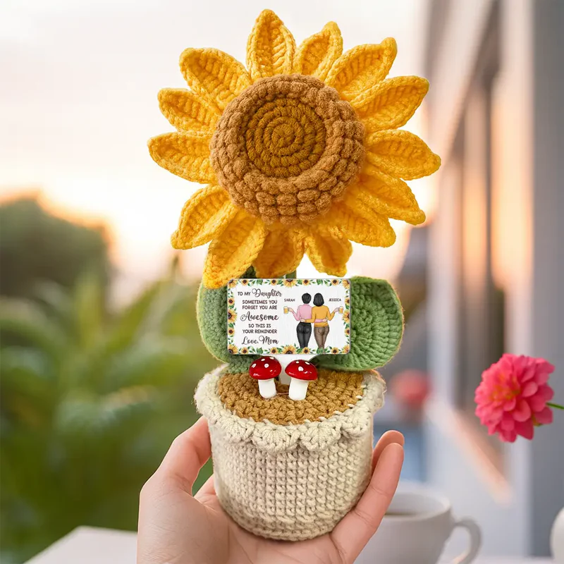 Sunflower Sometimes You Forget You Are Awesome - Personalized Crochet Plant Pot