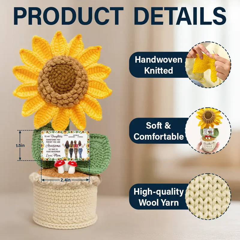 Sunflower Sometimes You Forget You Are Awesome - Personalized Crochet Plant Pot