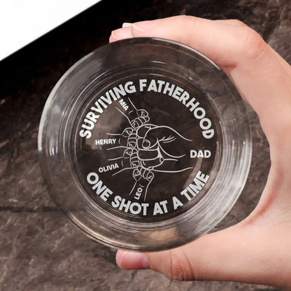 Surviving Fatherhood One Shot At A Time - Personalized Engraved Whiskey Glass Whiskey Glass The Next Custom Gift