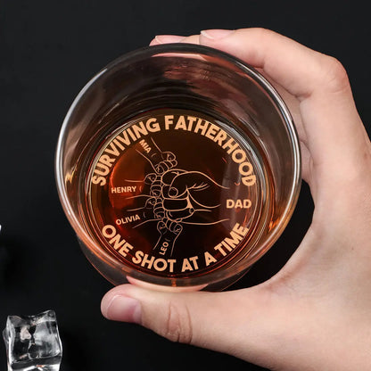 Surviving Fatherhood One Shot At A Time - Personalized Engraved Whiskey Glass Whiskey Glass The Next Custom Gift