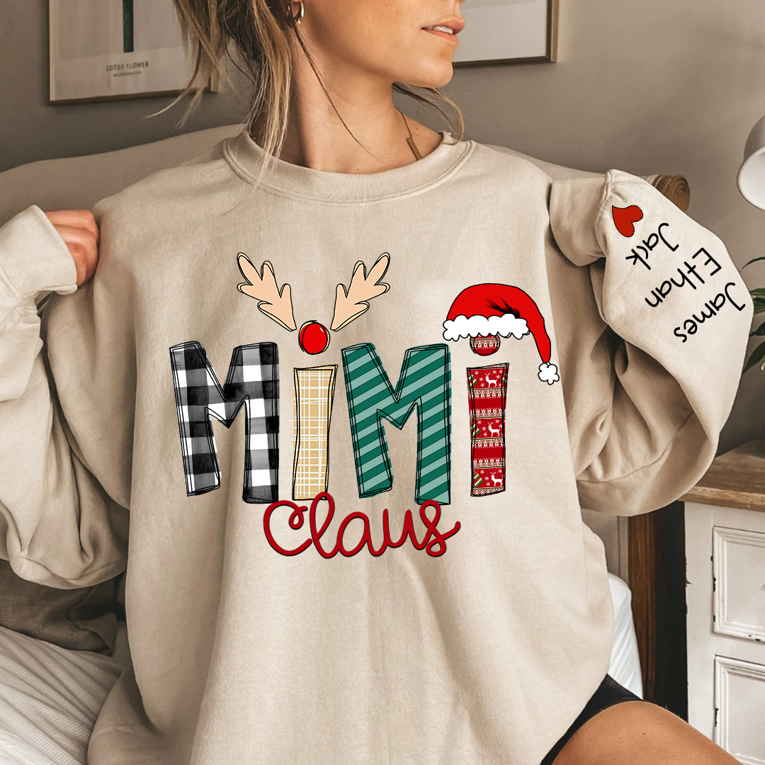 Family Best Gifts For Christmas, Mimi Claus Sweatshirt, 2024 Christmas Nana Sweatshirt, Custom Grandma Claus Christmas