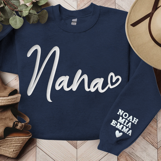 Personalized Nana Sweatshirt With Kid Names On Sleeve, Gift For Grandma TH Sweatshirt