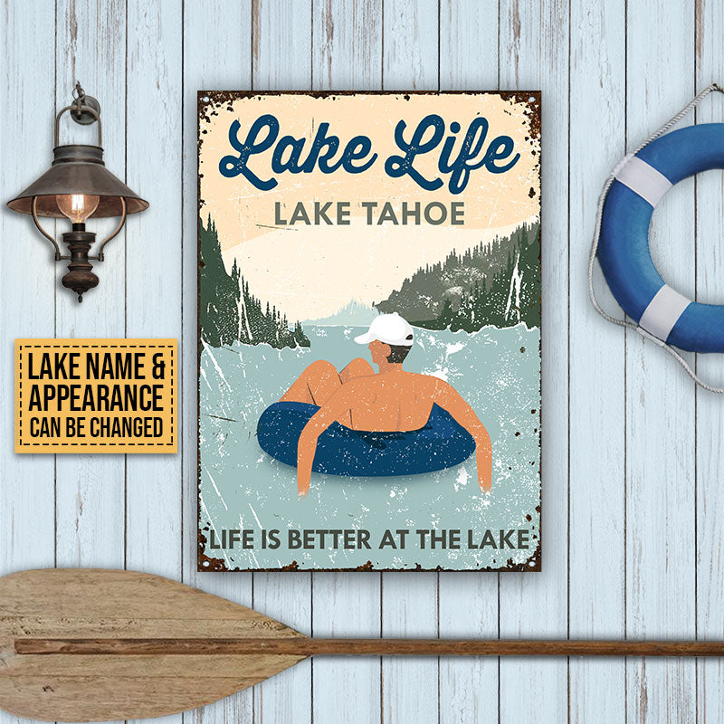 Swimming Lake Life At Lake Custom Classic Metal Signs