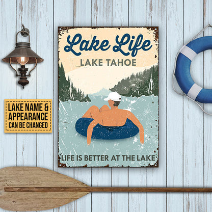 Swimming Lake Life At Lake Custom Classic Metal Signs