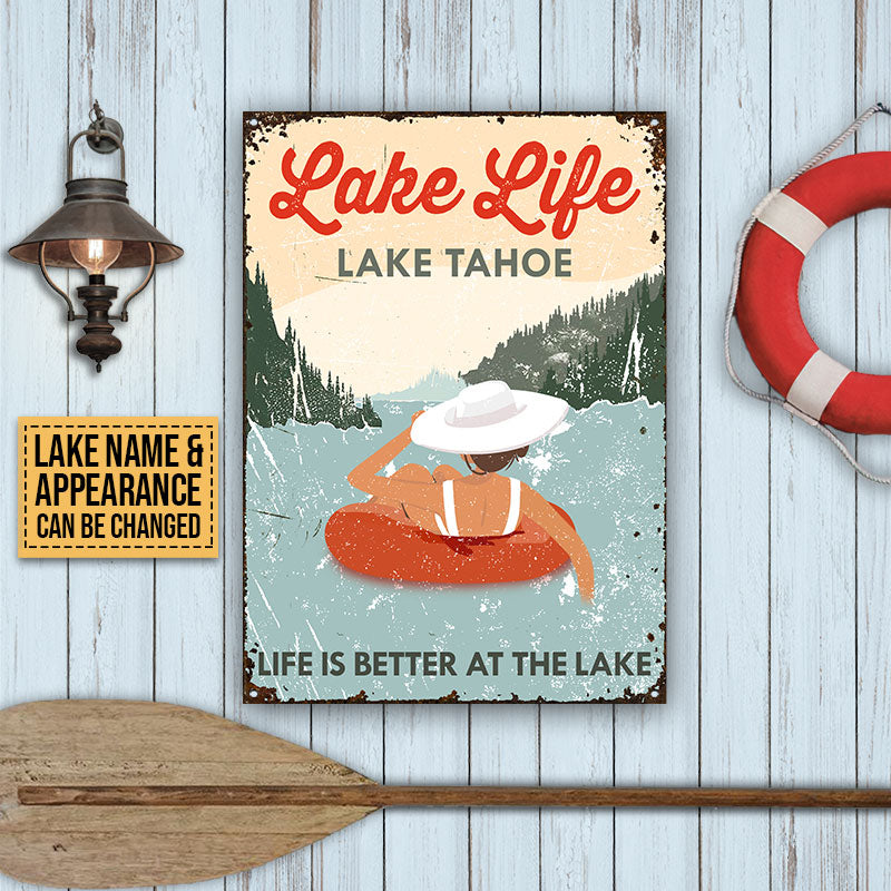 Swimming Lake Life At Lake Custom Classic Metal Signs