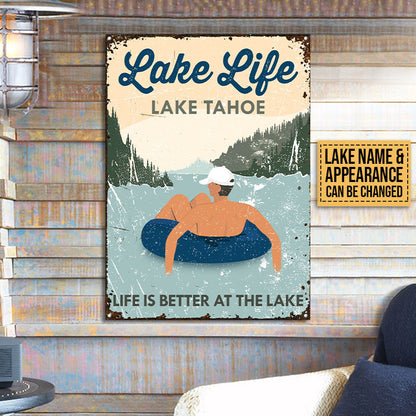 Swimming Lake Life At Lake Custom Classic Metal Signs