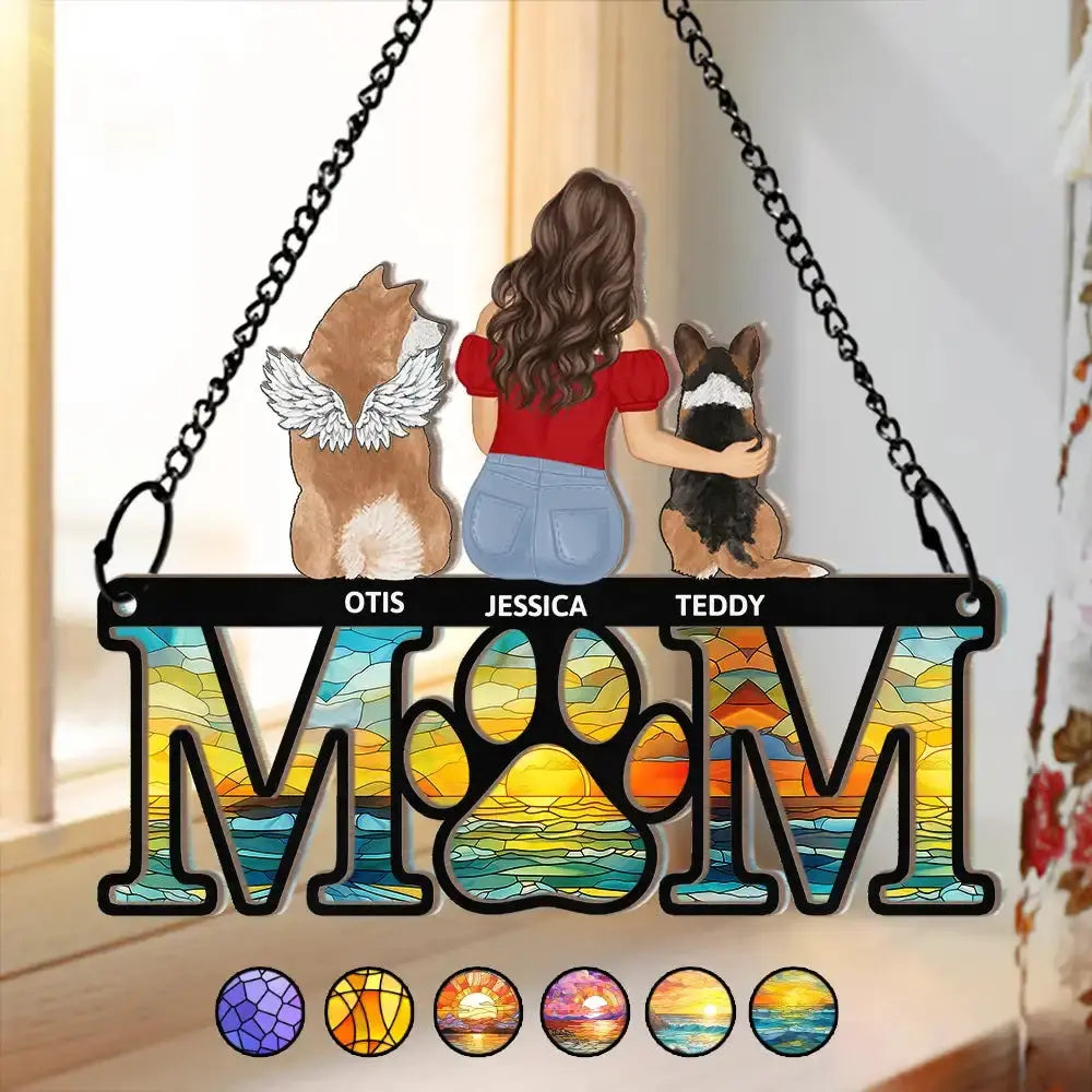 Sympathy Dog Mom Suncatcher - Personalized Window Hanging Suncatcher Ornament Hanging Suncatcher Ornament The Next Custom Gift