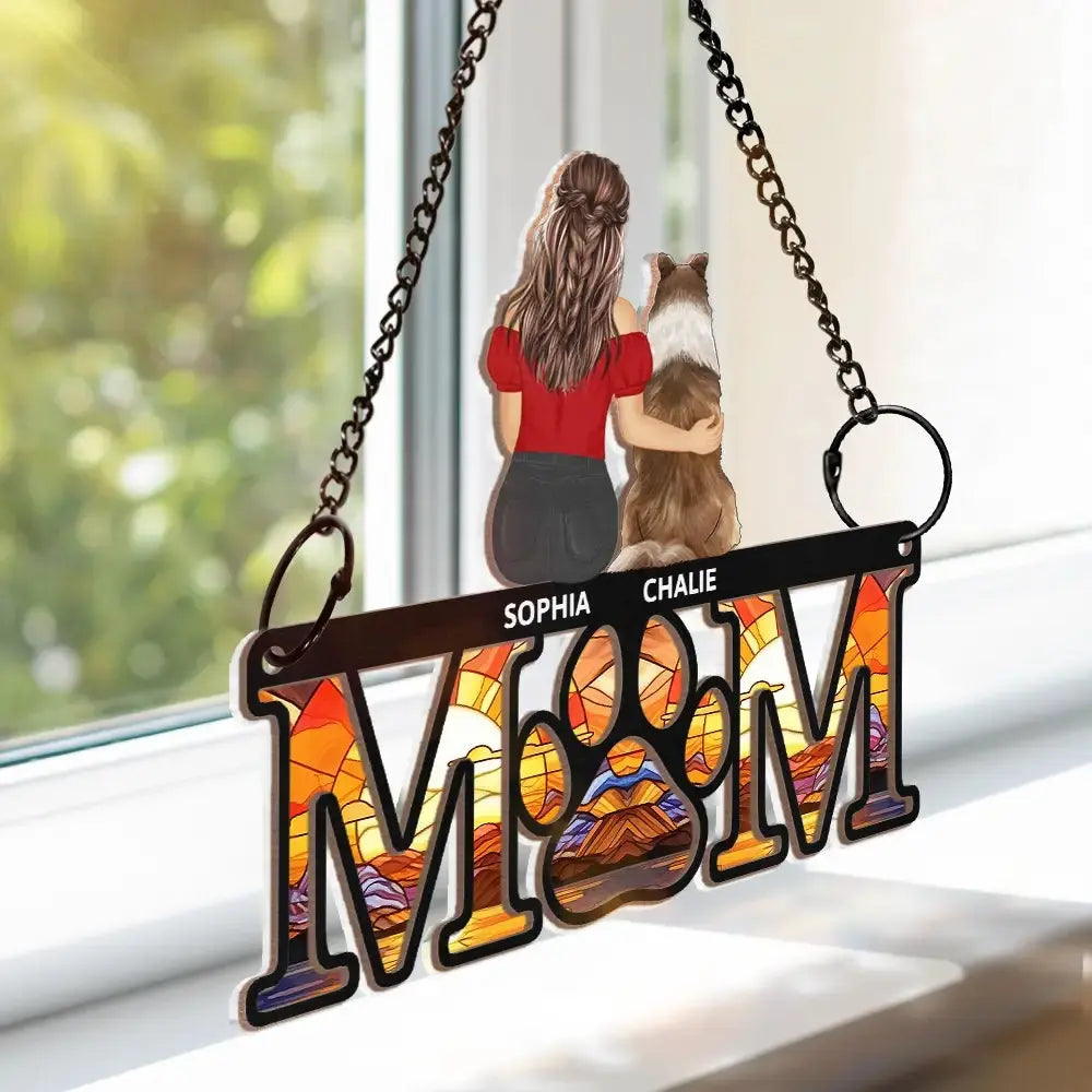 Sympathy Dog Mom Suncatcher - Personalized Window Hanging Suncatcher Ornament Hanging Suncatcher Ornament The Next Custom Gift