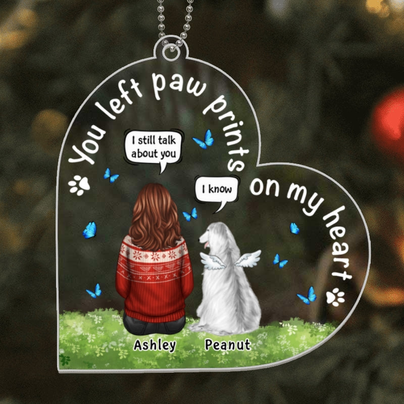 Girl And Dogs Memorial Butterfly Personalized Acrylic Ornament
