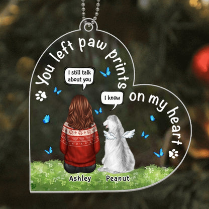 Girl And Dogs Memorial Butterfly Personalized Acrylic Ornament