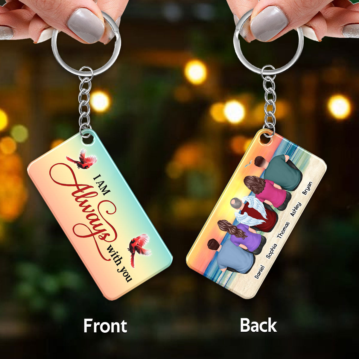Beach Landscape Always With You Whole Family Memorial Remembrance Gift Personalized Acrylic Keychain