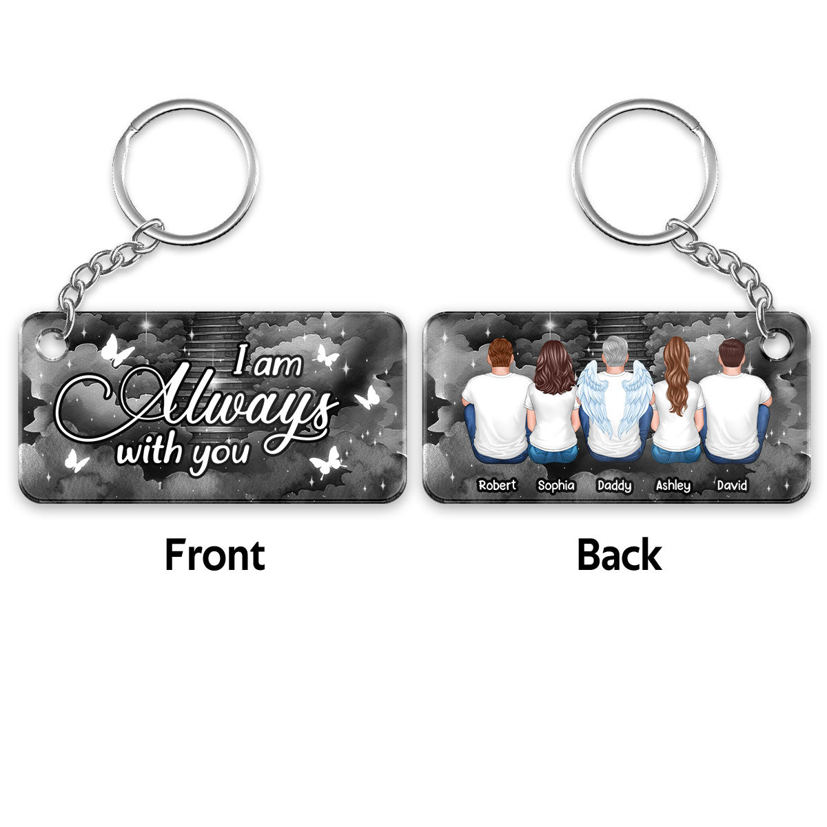 Always With You Night Sky Family Members Memorial Remembrance Sympathy Gift Personalized Acrylic Keychain