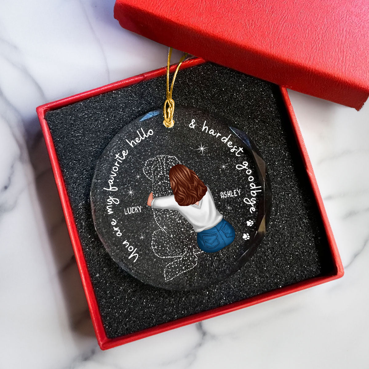 Dog Memorial Pet Loss Keepsake Personalized Glass Ornament