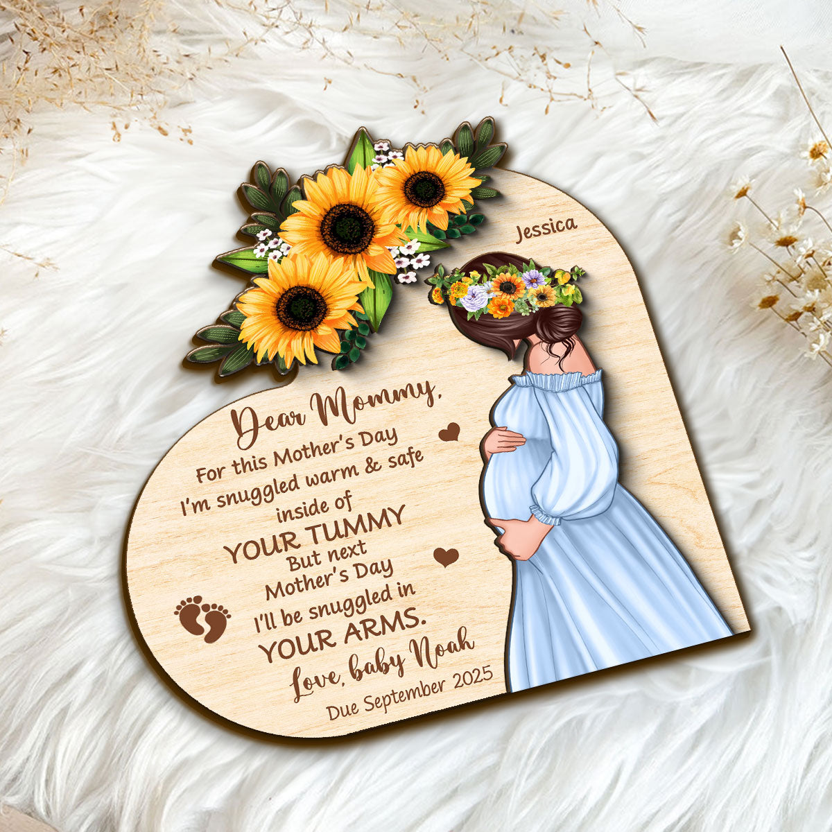 Personalized Pregnant Mom Baby Bump Wooden Plaque, Pregnancy Announcement, Expecting Parents, Mother's Day Gift for Mom