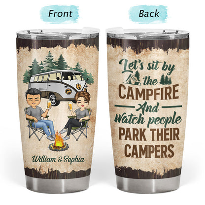 Let's Sit By The Campfire Husband Wife Camping - Couple Gift - Personalized Custom Tumbler