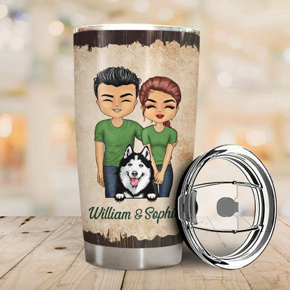 You And Me And The Dogs Husband Wife Dog Lovers - Couple Gift - Personalized Custom Tumbler