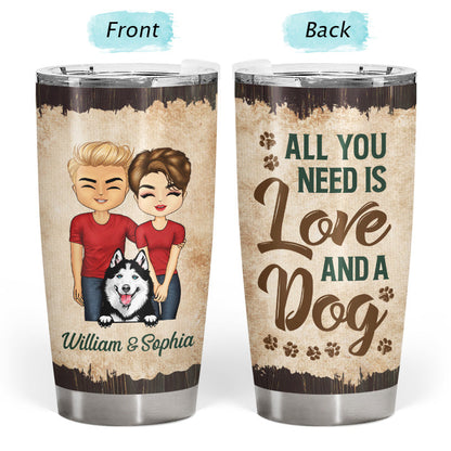 You And Me And The Dogs Husband Wife Dog Lovers - Couple Gift - Personalized Custom Tumbler