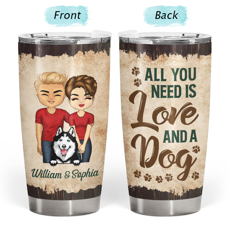 You And Me And The Dogs Husband Wife Dog Lovers - Couple Gift - Personalized Custom Tumbler