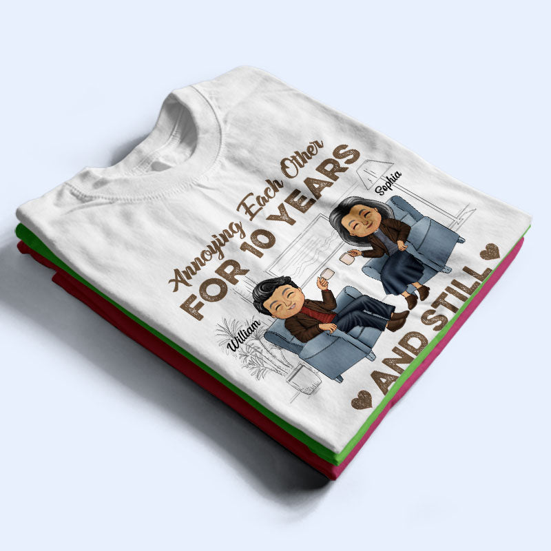 Annoying Each Other Husband Wife Old Chibi Couple - Personalized Custom T Shirt