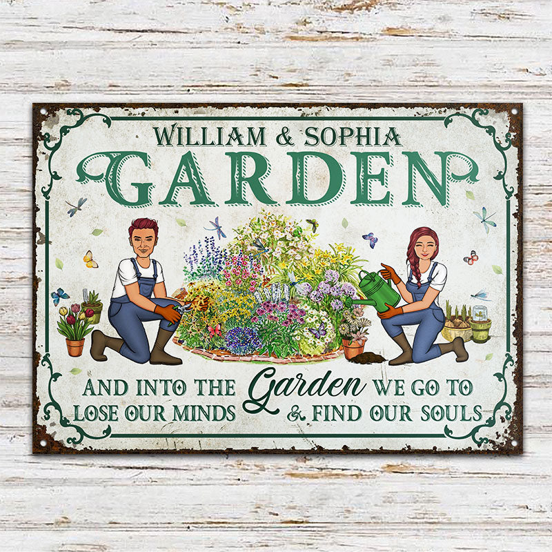 Garden Couples Find Our Souls - Gift For Couples - Personalized Custom Classic Metal Signs