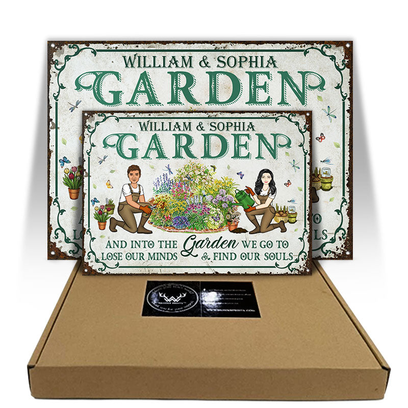 Garden Couples Find Our Souls - Gift For Couples - Personalized Custom Classic Metal Signs