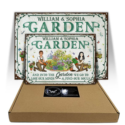 Garden Couples Find Our Souls - Gift For Couples - Personalized Custom Classic Metal Signs