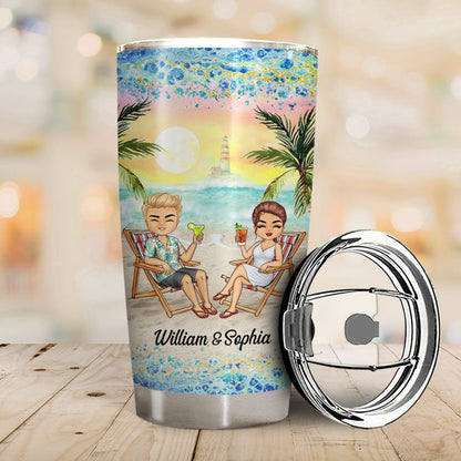 I Love You To The Beach And Back Husband Wife - Couple Gift - Personalized Custom Tumbler