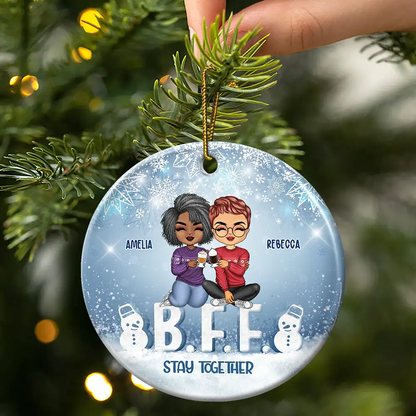 Best Team Forever - Christmas Gift For Colleagues And Best Friends - Personalized Custom Circle Acrylic Ornament