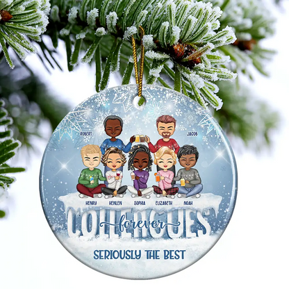 Best Team Forever - Christmas Gift For Colleagues And Best Friends - Personalized Custom Circle Acrylic Ornament