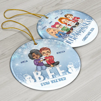 Best Team Forever - Christmas Gift For Colleagues And Best Friends - Personalized Custom Circle Acrylic Ornament