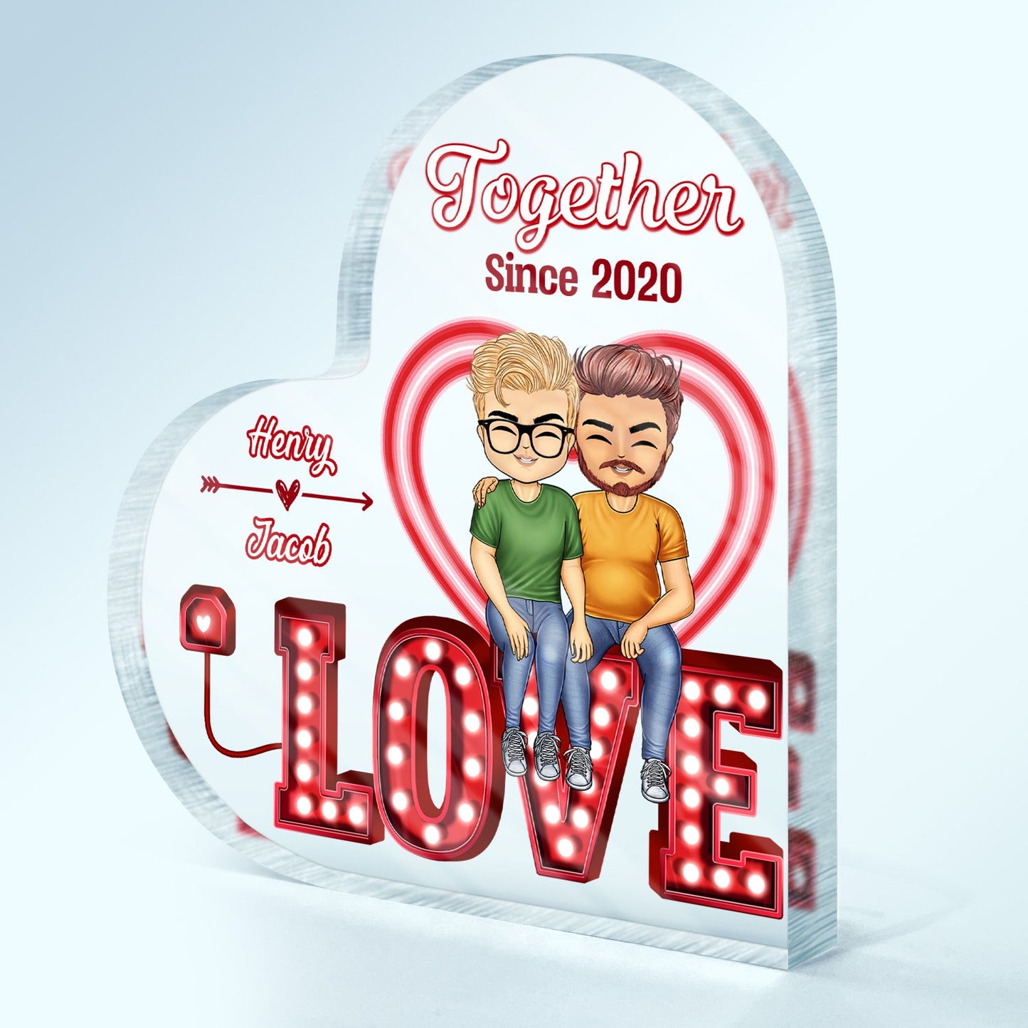 Together Since - Anniversary, Birthday Gift For Spouse, Lover, Husband, Wife, Boyfriend, Girlfriend, Couple - Personalized Custom Heart Shaped Acrylic Plaque