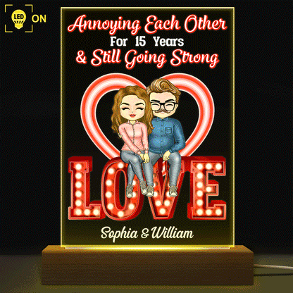 Together Since - Anniversary, Birthday Gift For Spouse, Lover, Husband, Wife, Boyfriend, Girlfriend, Couple - Personalized Custom 3D Led Light Wooden Base