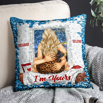I'm Yours - Gift For Couples, Husband And Wife - Personalized Sequin Pillow, Mermaid Sequin Cushion Magic Reversible Throw Pillow
