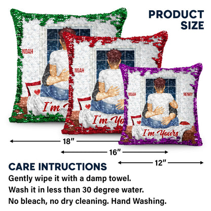 I'm Yours - Gift For Couples, Husband And Wife - Personalized Sequin Pillow, Mermaid Sequin Cushion Magic Reversible Throw Pillow