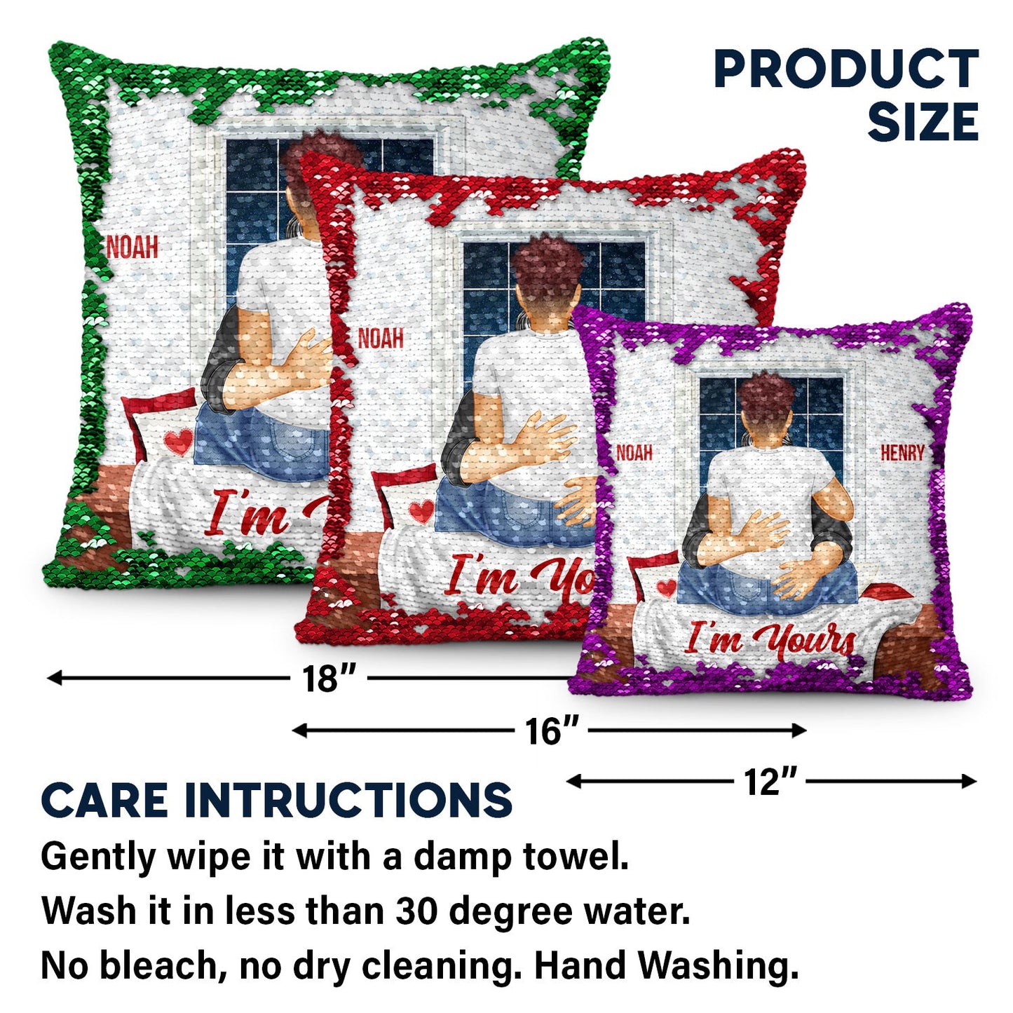 I'm Yours - Gift For Couples, Husband And Wife - Personalized Sequin Pillow, Mermaid Sequin Cushion Magic Reversible Throw Pillow