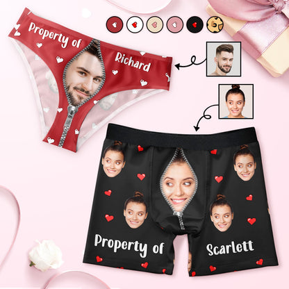 Custom Photo Property Of - Anniversary, Funny Gift For Spouse, Husband, Wife - Personalized Couple Matching Underwear Briefs