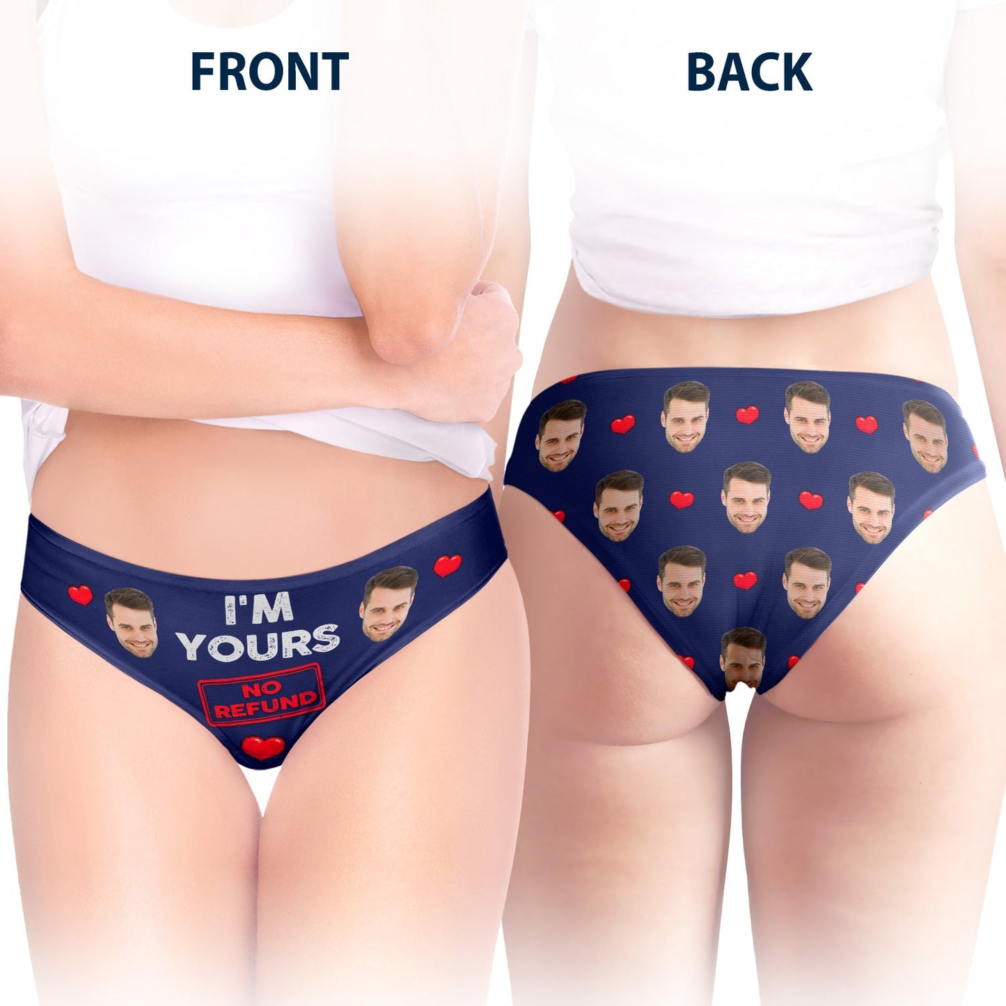 Custom Photo I'm Yours No Refund - Anniversary, Funny Gift For Spouse, Husband, Wife - Personalized Couple Matching Underwear Briefs