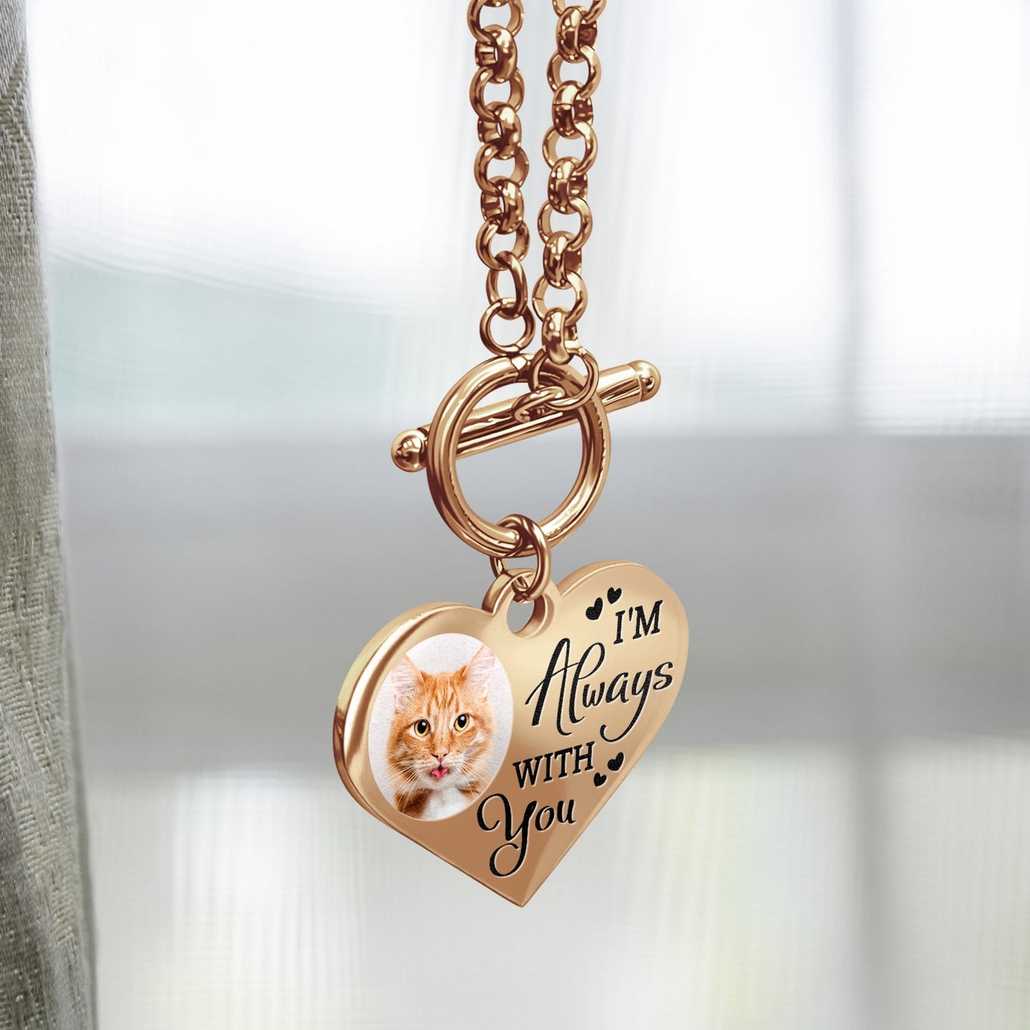 Custom Photo I'm Always With You - Memorial Gift For Family, Siblings, Friends, Dog Lovers, Cat Lovers - Personalized Heart Bracelet