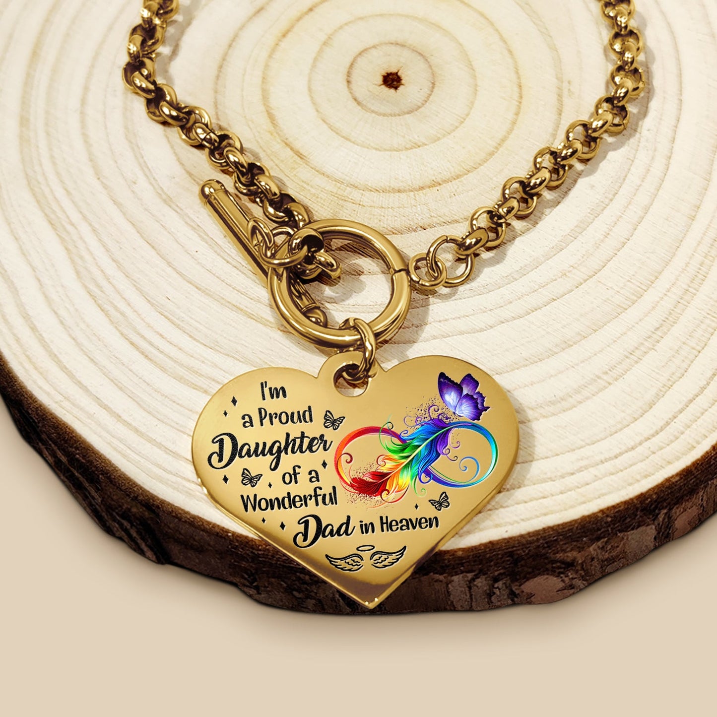 I'm A Proud Daughter - Memorial Gift For Women, Daughters, Mom, Dad - Personalized Heart Bracelet