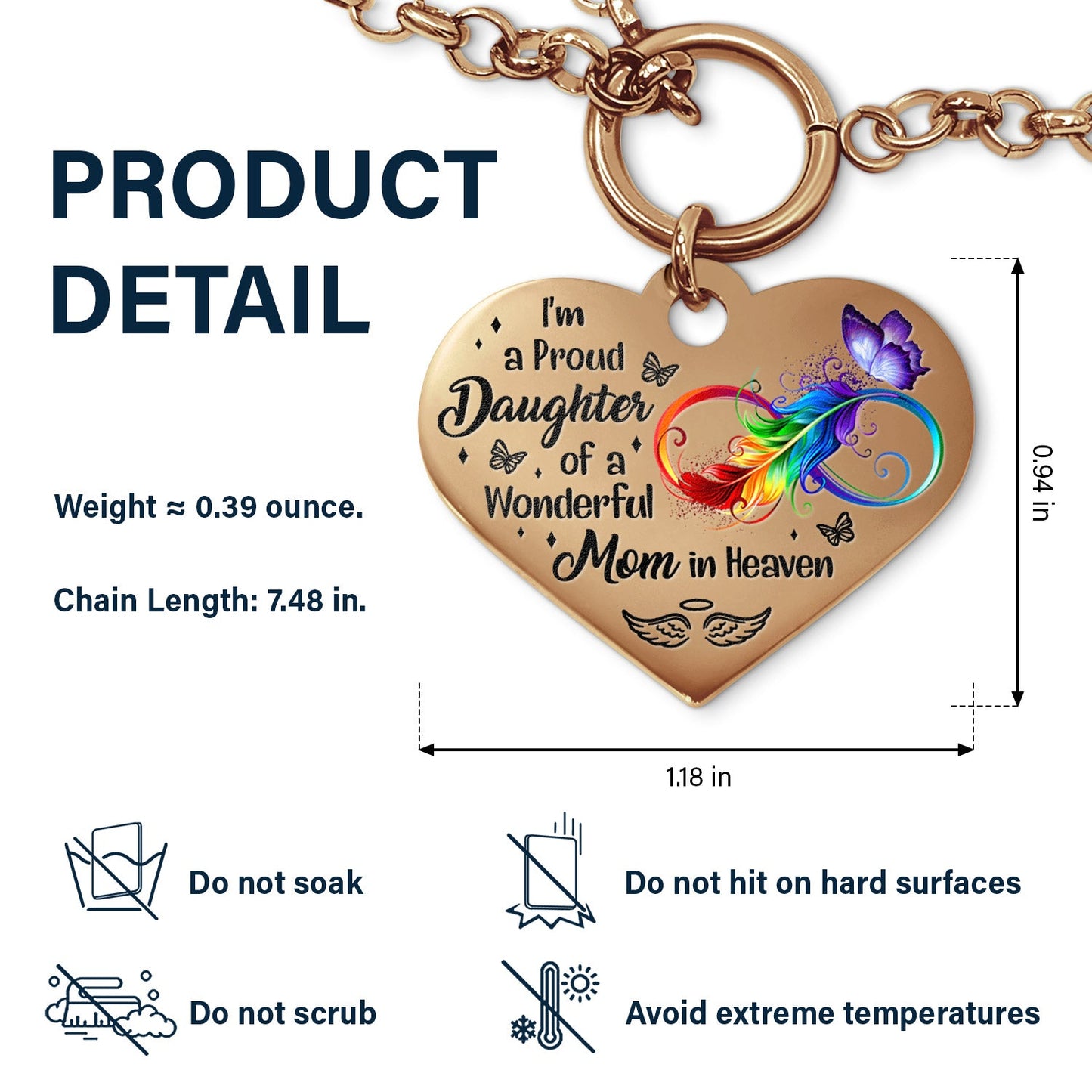 I'm A Proud Daughter - Memorial Gift For Women, Daughters, Mom, Dad - Personalized Heart Bracelet