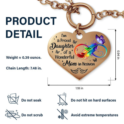 I'm A Proud Daughter - Memorial Gift For Women, Daughters, Mom, Dad - Personalized Heart Bracelet