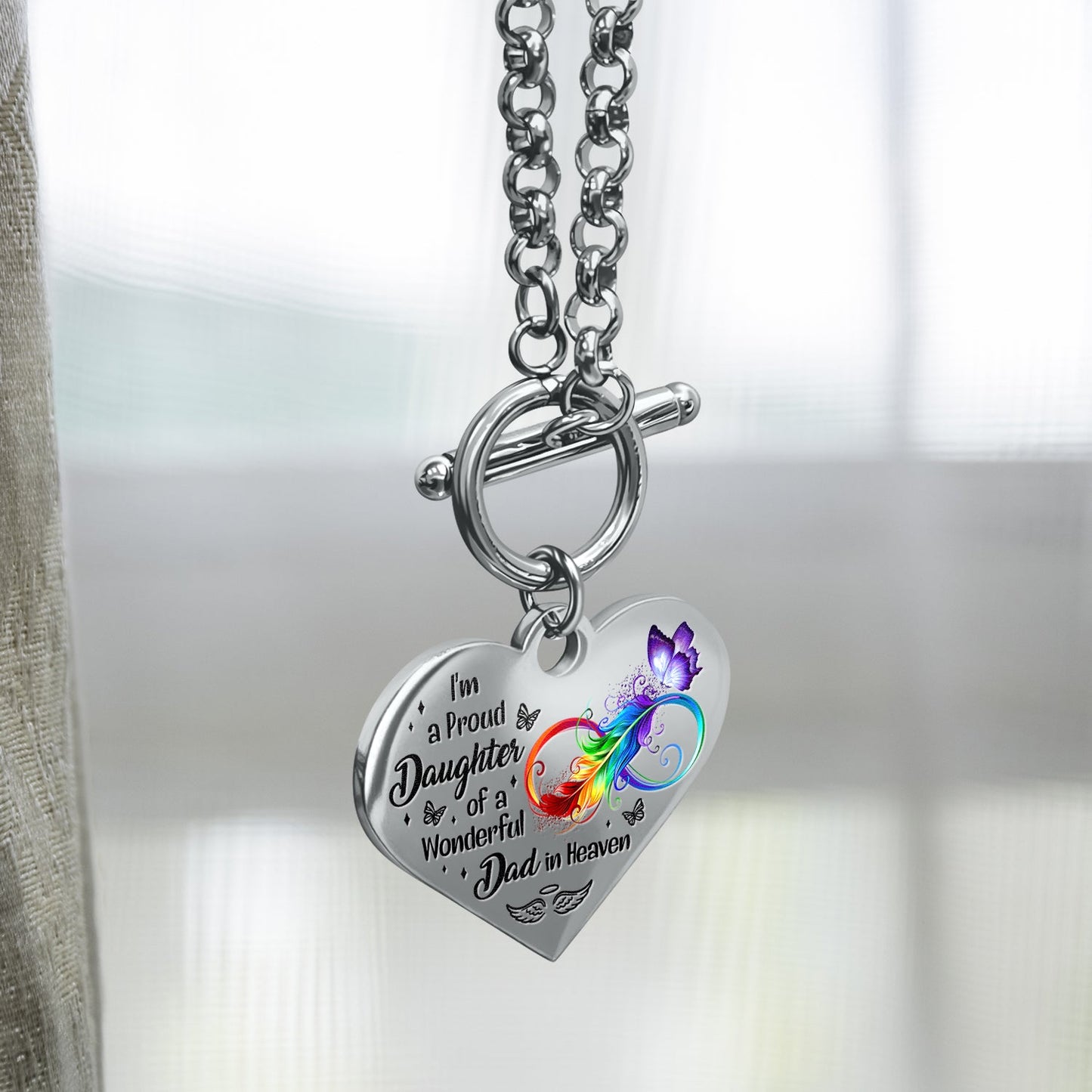 I'm A Proud Daughter - Memorial Gift For Women, Daughters, Mom, Dad - Personalized Heart Bracelet